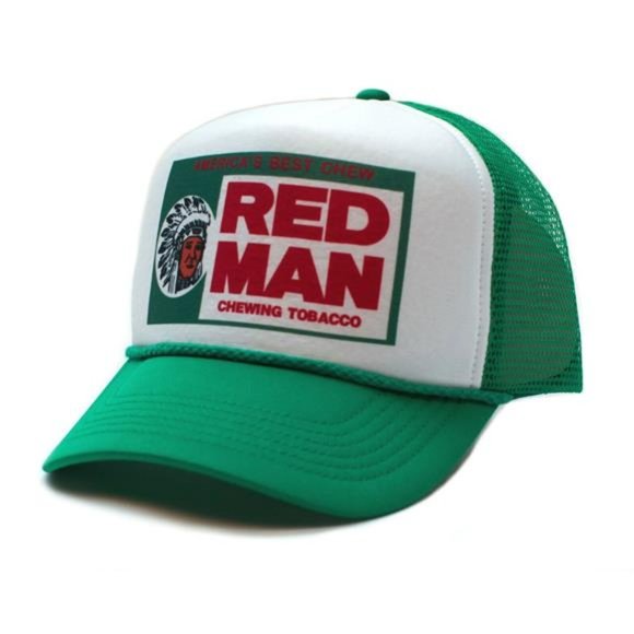 Retro Vintage Style Printed Trucker Red Man Chewing Snuff Dip Chew Hat Vintage L - Picture 6 of 6